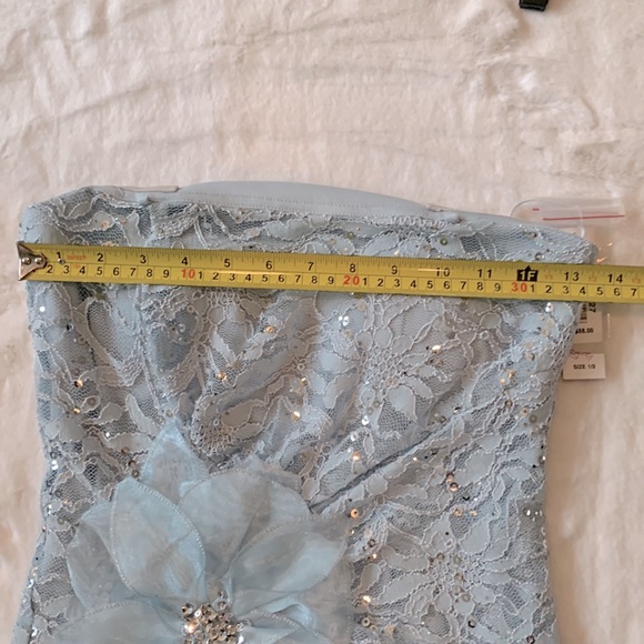 NWT- Pale Blue Sparkly and Lacy Mini Cocktail/Party Dress - Picture 13 of 16